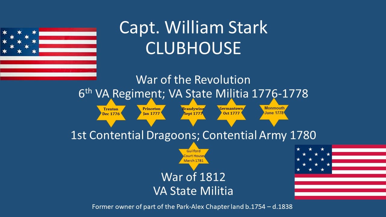 Captain Stark memorial plaque honoring chapter history