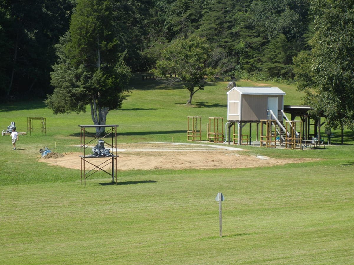 Shooters at the skeet range during a weekend event