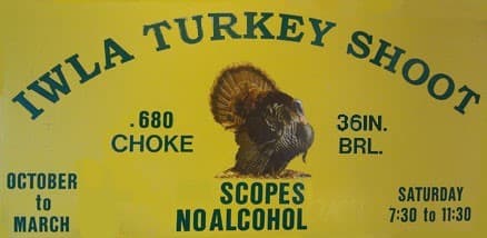 Welcome sign for the Alexandria Chapter IWLA Turkey Shoot